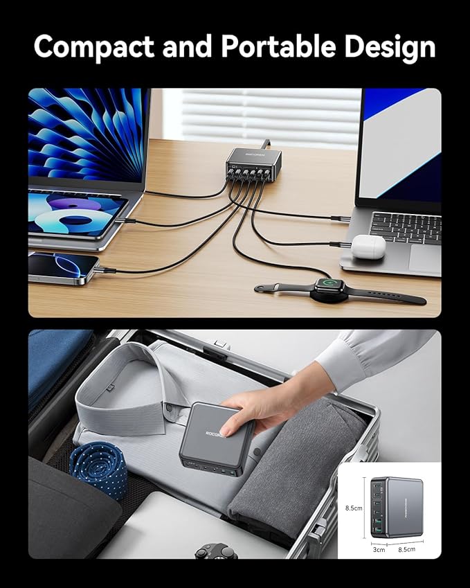 270W USB C Charger Block, Rocoren 6 Port Multi USB-C Charging Station, 100W PD - Image 6