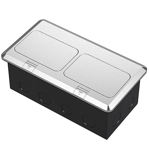 KYHSHJ Dual Pop-Up Floor Electrical Outlet Box Kit，20 Amp Stainless Steel GFCI - Image 2