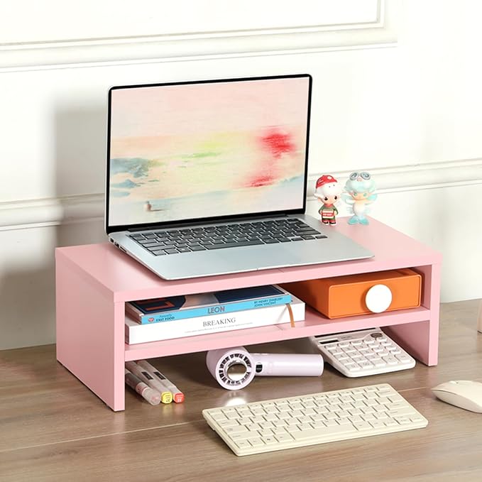 TEAMIX 2 Tiers Pink Monitor Stand Riser, Desktop Stand - Image 7