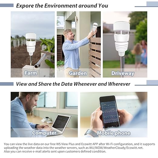Ecowitt WS90 7-in-1 Weather Sensor, Outdoor Temperature/Humidity/Rain - Image 7