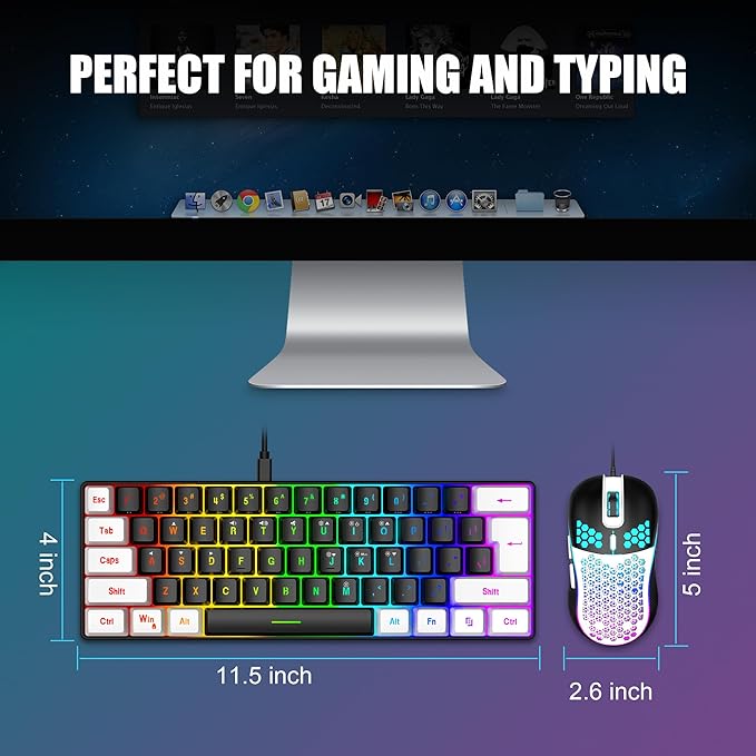 RedThunder 60% Gaming Keyboard and Mouse Combo, Ultra-Compact 61-Key RGB - Image 6