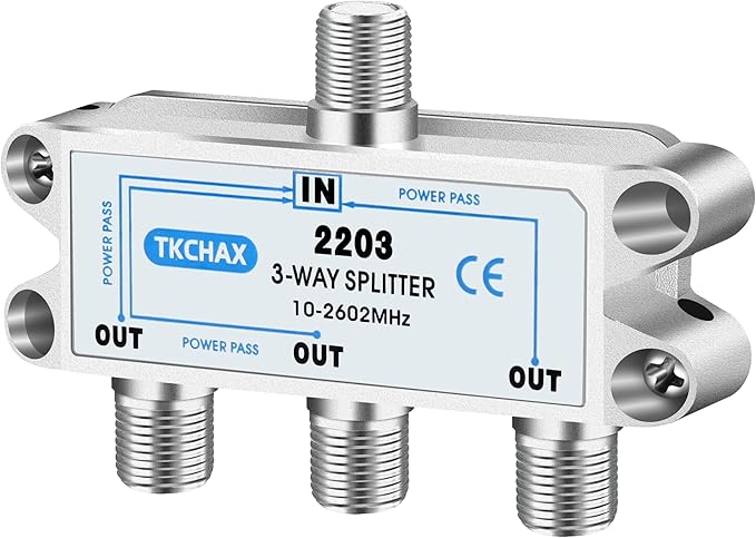 TKCHAX 3 Way Coaxial Cable Splitter, Support 10-2602MHz, RG6 Compatible by TKCHAX