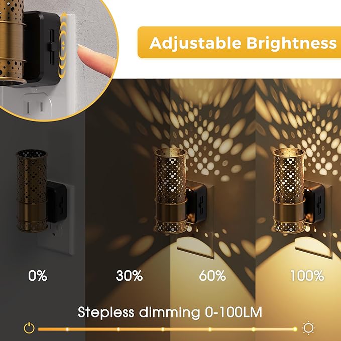 L LOHAS LED Night Light, 2 Pack Dimmable Night Lights Plug into Wall, Vintage - Image 3