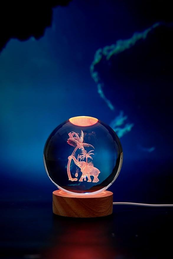 3D Elephant Crystal Ball Lamp, Lifelike Elephant Night Light, 16 Colors - Image 6