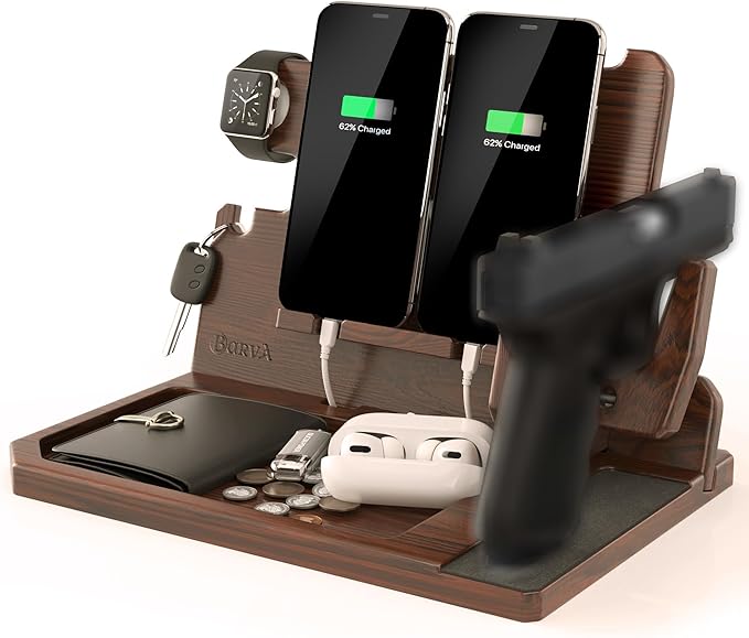 BarvA 2 Phone Docking Station | Patented Adaptive Wood Gun Rack | Night Stand by BarvA
