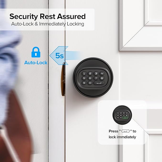 Door Lock Knob with Keypad Keyless Entry Door Knob Electric Coded Indoor Door - Image 4