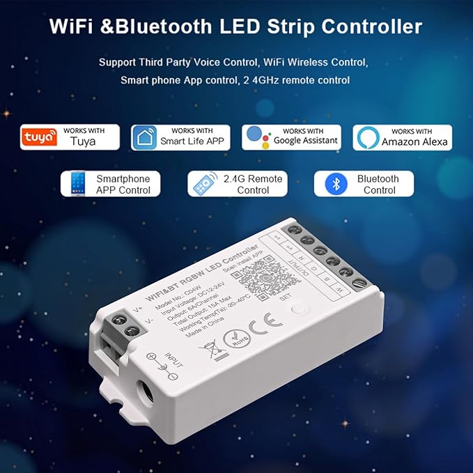TUNICHX RGBW SMD FCOB 5 PIN LED Strip 2.4 GHz WiFi Group Controller Alexa - Image 3