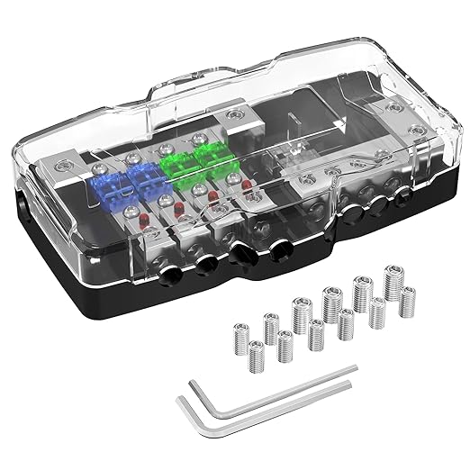 Joinfworld Fused Power Distribution Block Car Audio 4 Way MIDI Fuse Block 12V by Joinfworld