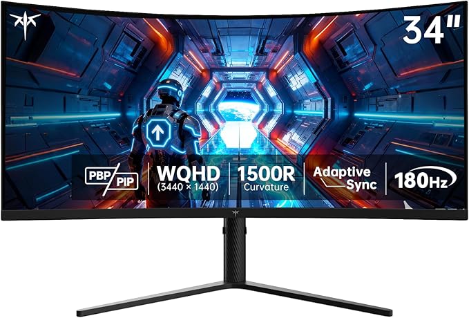 KTC 34 Inch UWQHD Curved Gaming Monitor, 3440x1440 Ultrawide PC Monitor 1500R by KTC