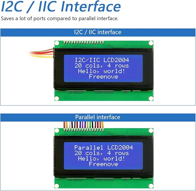 FREENOVE I2C IIC LCD 2004 Module, TWI Serial 20x4 Display, Compatible - Image 2
