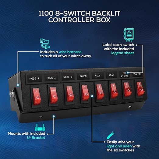 Ultra Bright Lightz 1100 8-Switch Backlit Controller Box | Emergency Vehicle - Image 2