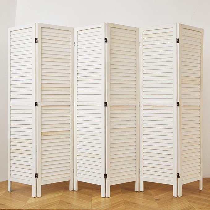 Room Dividers and Folding Privacy Screens, Wood Louvered Separators Divider Wall - Image 6