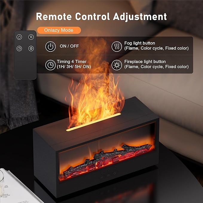Fireplace Flame Air Diffuser Humidifier, 7 Colors Aromatherapy Essential Oil - Image 6