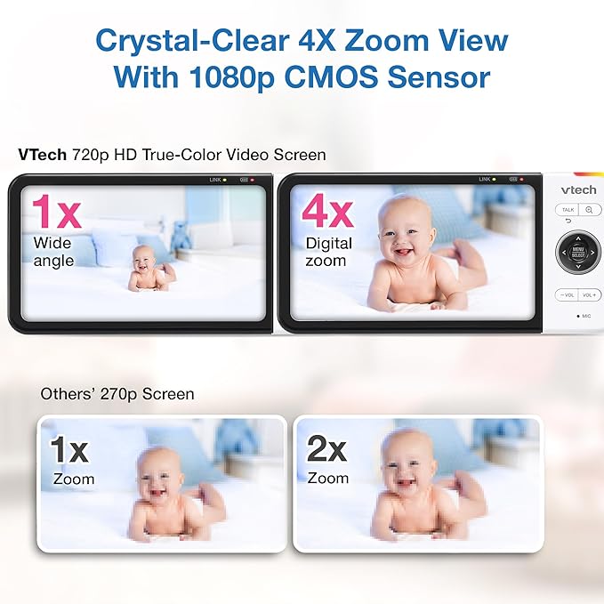 VTech VM928-2HD 5” 720p HD Display 2 Cameras Baby Monitor, 110 Wide Angle View - Image 6