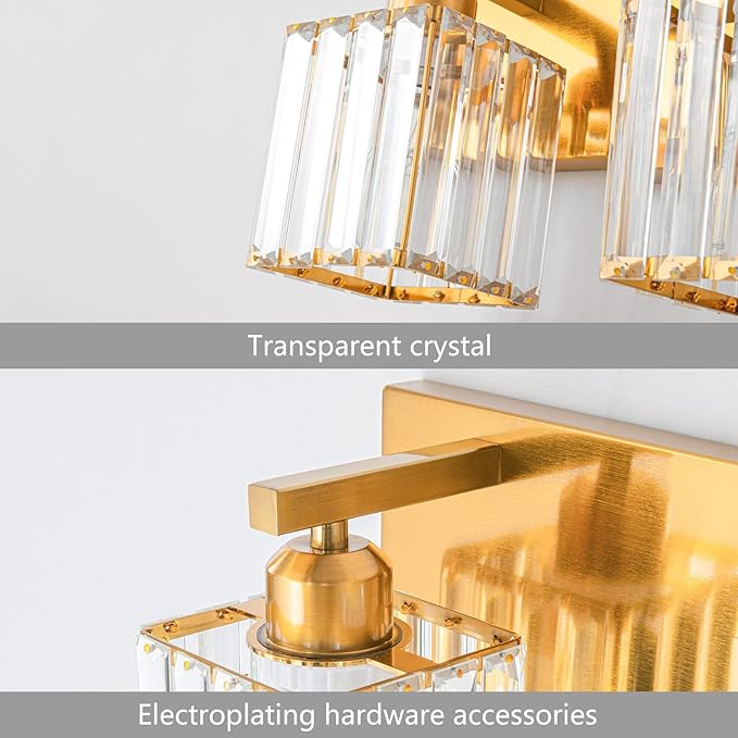 FDPBY Modern Vanity Light 4-Lights Modern Gold Brushed Brass Finish Crystal - Image 4