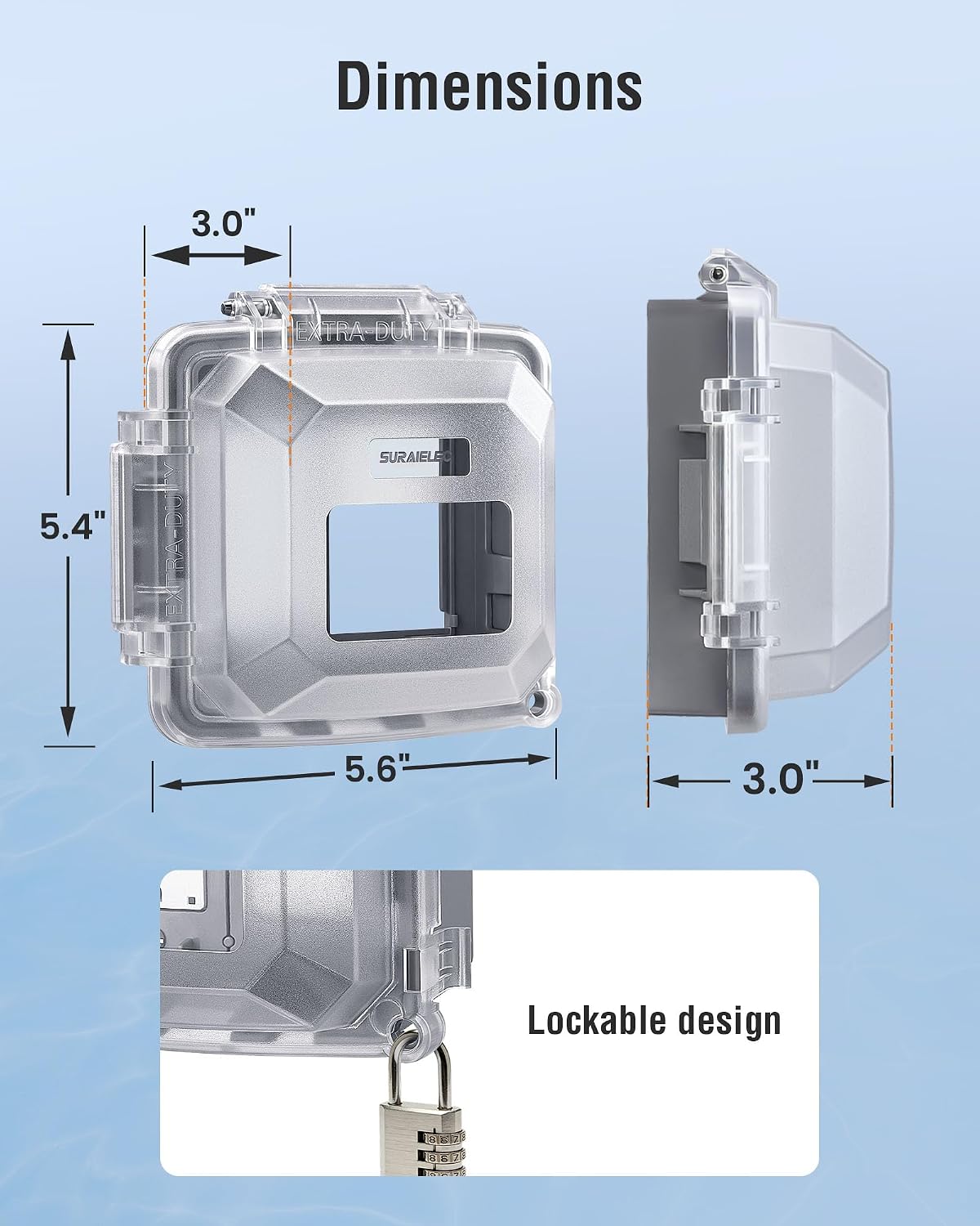 Extra-Duty In-Use Outlet Cover, 2-Gang, UL Listed, Grey, 1-Pack | Weatherproof PC Receptacle Cover, NEMA 3R Rated, Lockable Design, Compatible with GFCI, Duplex Outlets & Switches