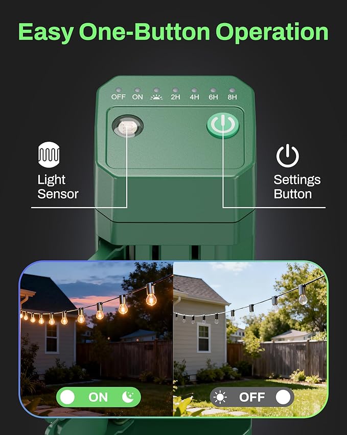 BN-LINK Outdoor Power Stake Timer, 100FT Wireless Remote Control, Dusk to Dawn - Image 4