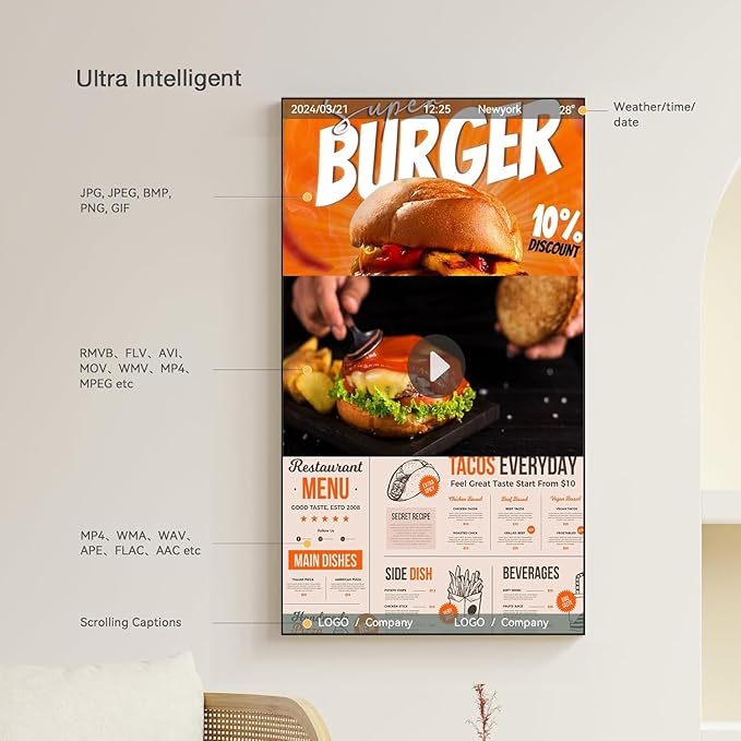 Canlarriz Digital Signage Display 50 inch Wall Mount Digital Menu Board - Image 4