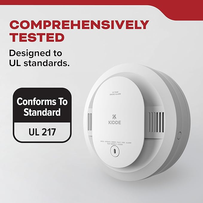 Kidde Smoke Detector for Home, 10-Year Battery Powered, Voice Alerts, LED Light - Image 6