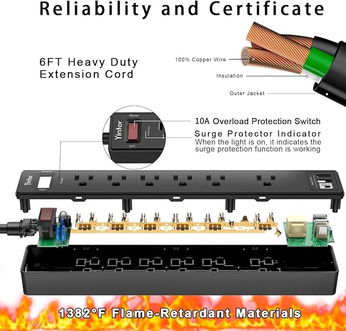 6Ft Power Strip Surge Protector - Image 6