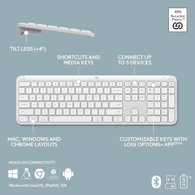 Logitech Signature Slim K950 Wireless Keyboard, Sleek Design, Switch Typing - Image 9