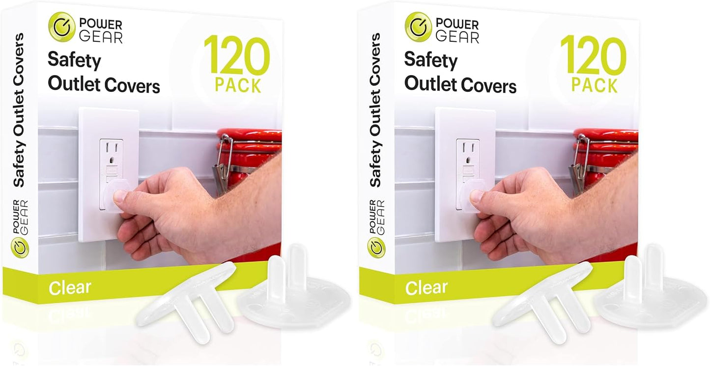 Power Gear Outlet Covers Baby Proofing Child Proof Plug Covers for Electrical Outlets Easy Install Outlet Plug-Covers UL Listed Shock Prevention Clear 54614,(Pack of 240)