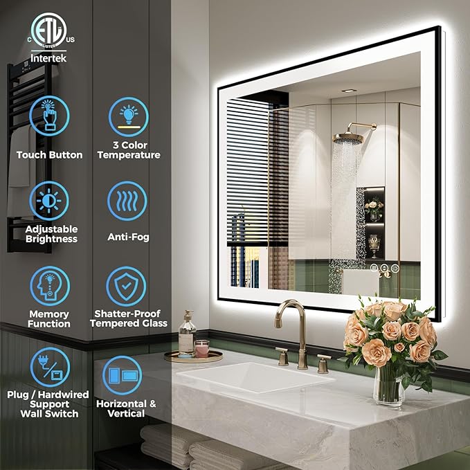 YEELAIT 24x36 Inch LED Bathroom Mirror - Image 2