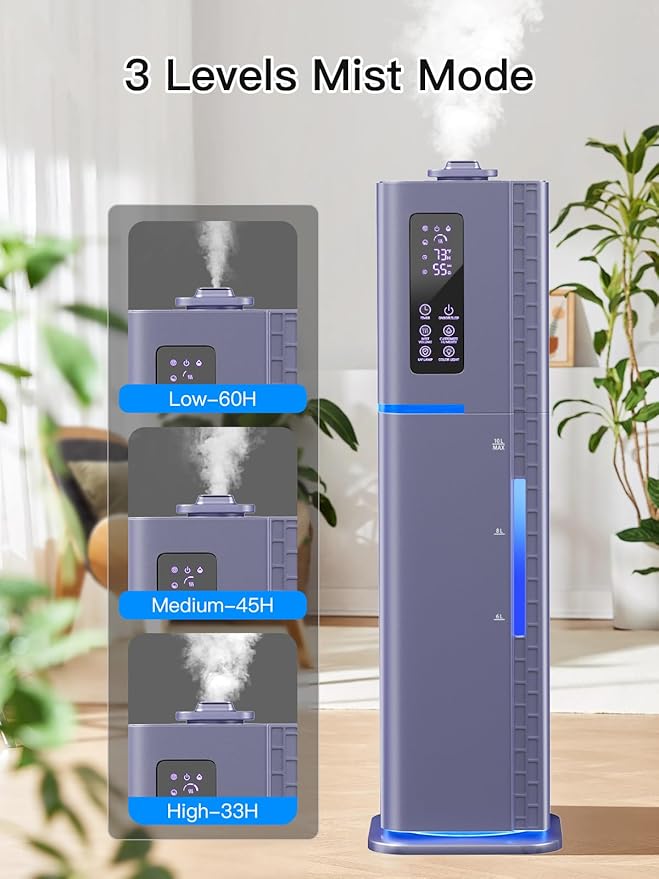 Zeova 10L/2.64Gal Humidifiers for Bedroom, Top Fill Quiet Ultrasonic Cool Mist - Image 3