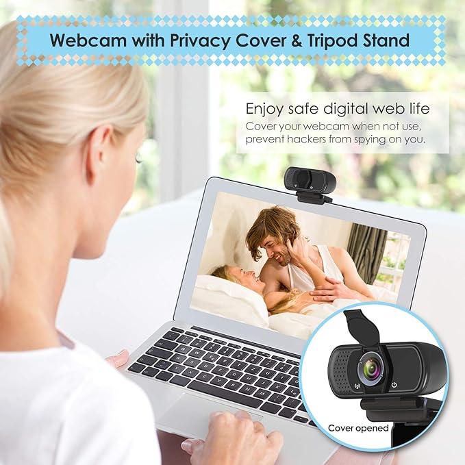 ToLuLu 1080P Webcam with Microphone, HD Webcam Web Camera with Tripod Stand - Image 5