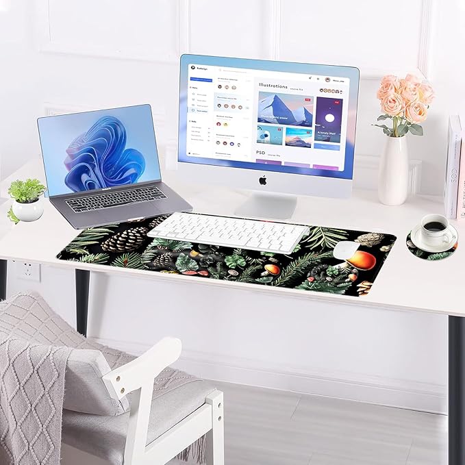 BFUKVOU Large Keyboard Mouse Pad Set, Extended Mouse Pad+Keyboard Wrist Rest - Image 3
