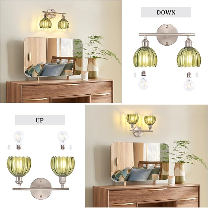 Shenmoyl Bathroom Light Fixtures, 2-Light Vanity Wall Light Over Mirror - Image 6