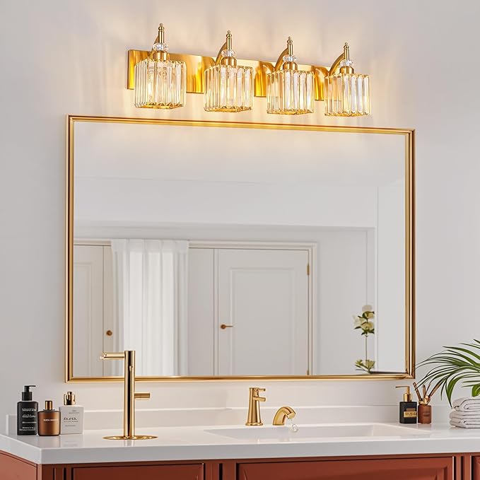 BBLLWJ Modern Bathroom Vanity Light 4-Light Gold Crystal Light Fixtures Over - Image 7