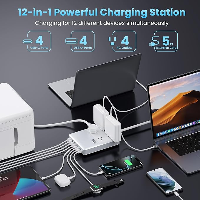 12-in-1 Charging Station USB C Power Strip - Image 2