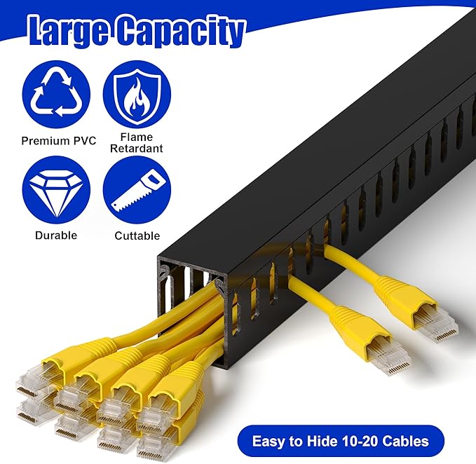 ZhiYo H1.6xW1.2in Cable Raceway, 13.2ft Server Rack Cable Management Under Desk - Image 3