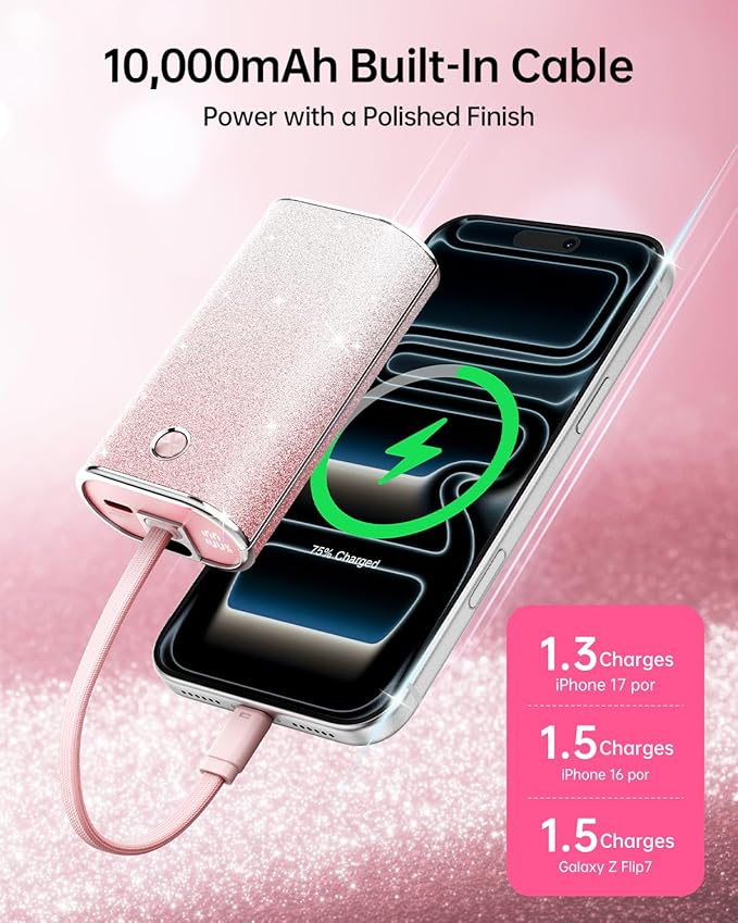iWALK Sparkly 10000mAh Portable Charger, 22.5W Fast Charging Small Power Bank - Image 3