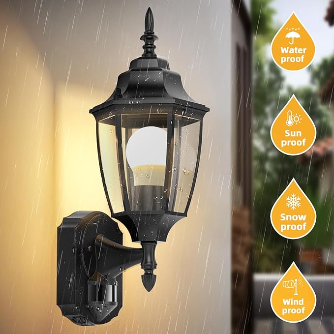Lamomo Outdoor Wall Sconce, 2 Pack Dusk to Dawn Motion Sensor Light Fixtures - Image 4
