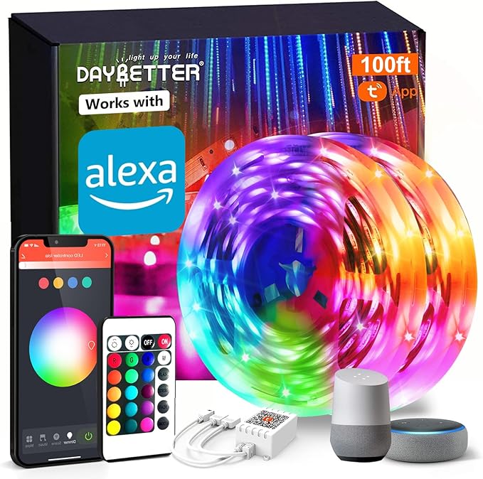 DAYBETTER Smart WiFi Led Lights 100ft, Tuya App Controlled Led Strip Lights by DAYBETTER