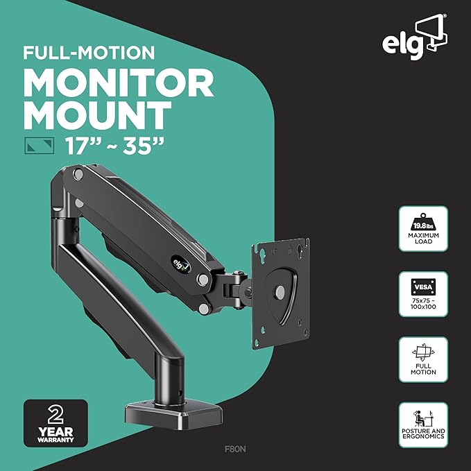 ELG Full Motion Swivel Single Monitor Desk Mount Stand: Empower Your Workspace - Image 2