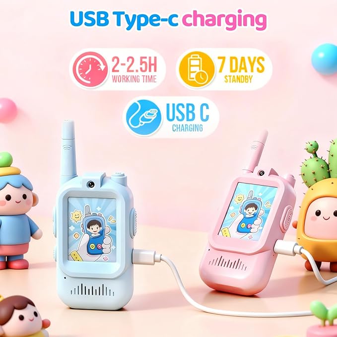 Video Walkie Talkies for Kids, 2 Pack Rechargeable Kids Walkie Talkies - Image 3