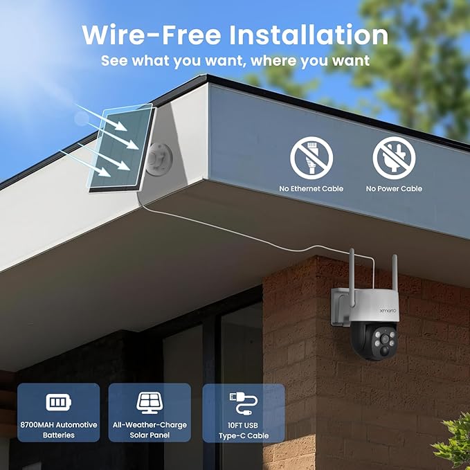 XMARTO Solar Camera Outdoor Wireless, All-Weather Solar Charge, Two-Way Audio - Image 4