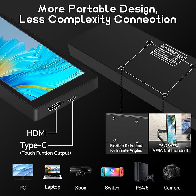 8.8 Inch Small Touchscreen Monitor, PC Temperature Display, PC Sensor Panel - Image 3