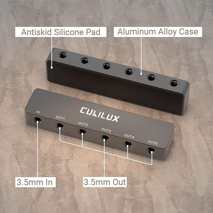 Cubilux Professional 5-Way 3.5mm AUX Splitter, Aluminum Case 5-Channel 1/8” - Image 5