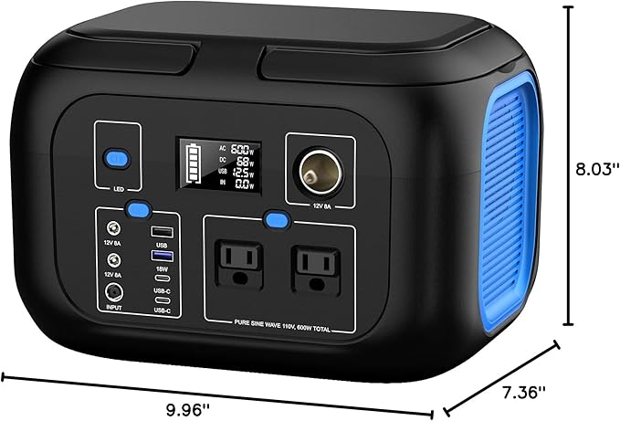 Portable Power Station 600W Power Bank 296Wh Solar Generator Lithium Battery - Image 10