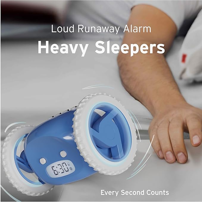 CLOCKY Extra Loud Alarm Clock for Heavy Sleepers on Wheels Rolls Runs Away - Image 4