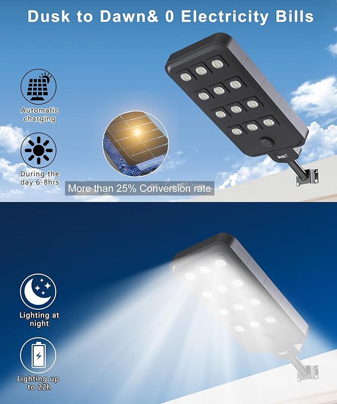 JAYNLT X-13000W Solar Street Lights Outdoor, Ultra-Large 6500K Commercial - Image 2