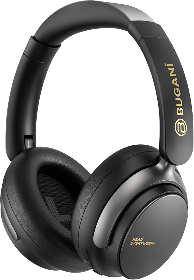 Hybrid Active Noise Cancelling Headphones: Wireless Over Ear Bluetooth 6.0 by BUGANI