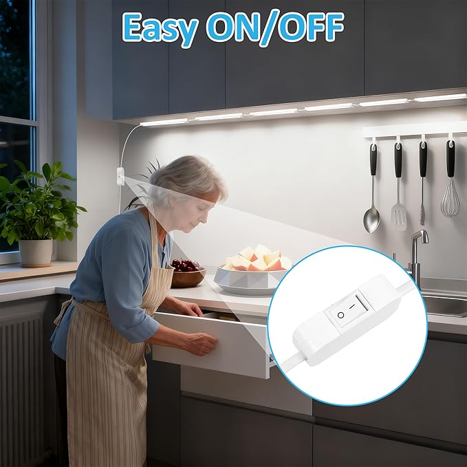 maylit Under Cabinet Lighting Plug in, Renter Friendly Lamp, Wired Indoor Lights - Image 3