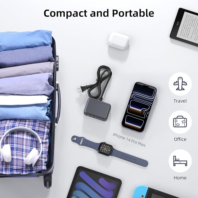 USB C Charger Block, 100W GaN 6 Port PD USB C QC USB A Wall Charger Adapter - Image 5