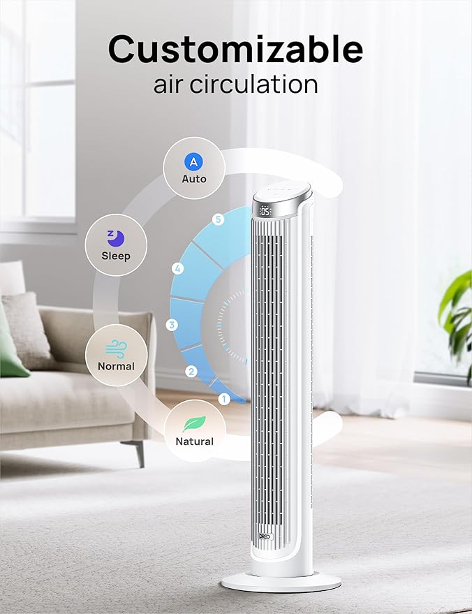 Dreo Tower Fans for Bedroom, 90°Oscillating Fans for indoors, 5 Speeds 4 Modes - Image 5