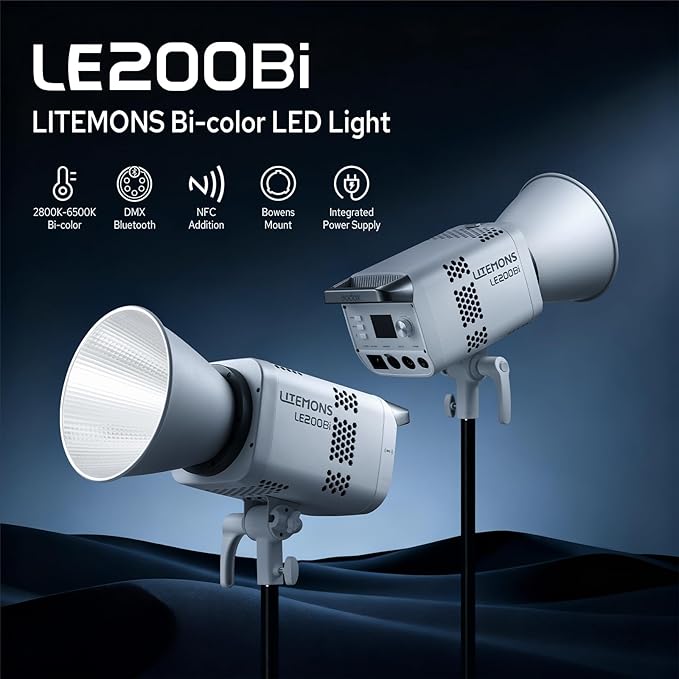 Godox Litemons LE200Bi Bicolor LED Video Light, 220W 57700Lux@1M CRI98+ Bowens - Image 2